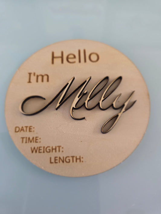 Hello I'm Name Baby Announcement Disc