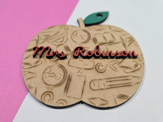 Personalised Teacher Christmas Ornament - Apple