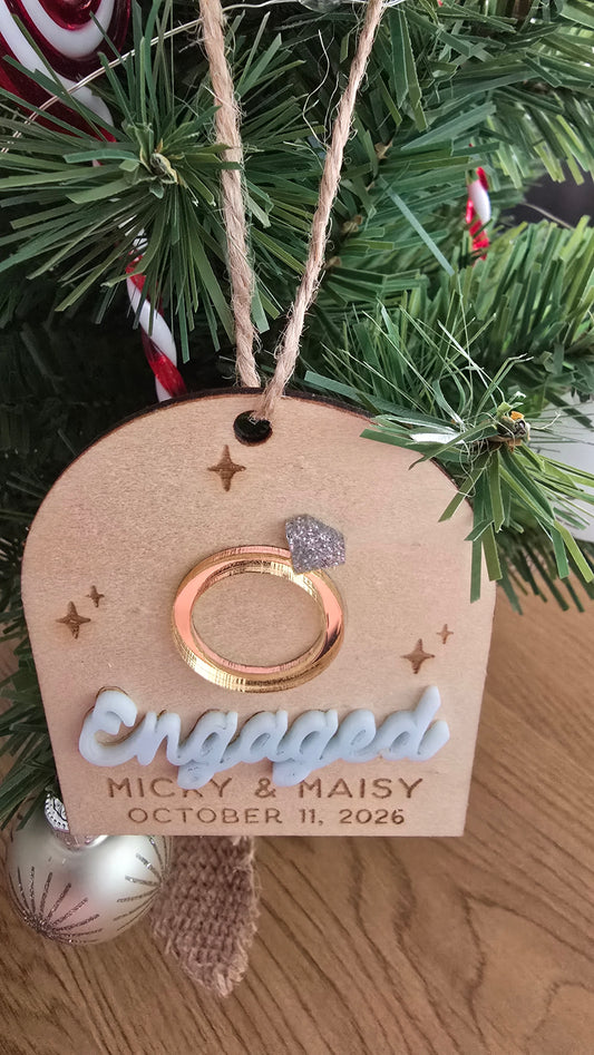 Engagement Ring Personalised Ornament - PeppaTree Designs