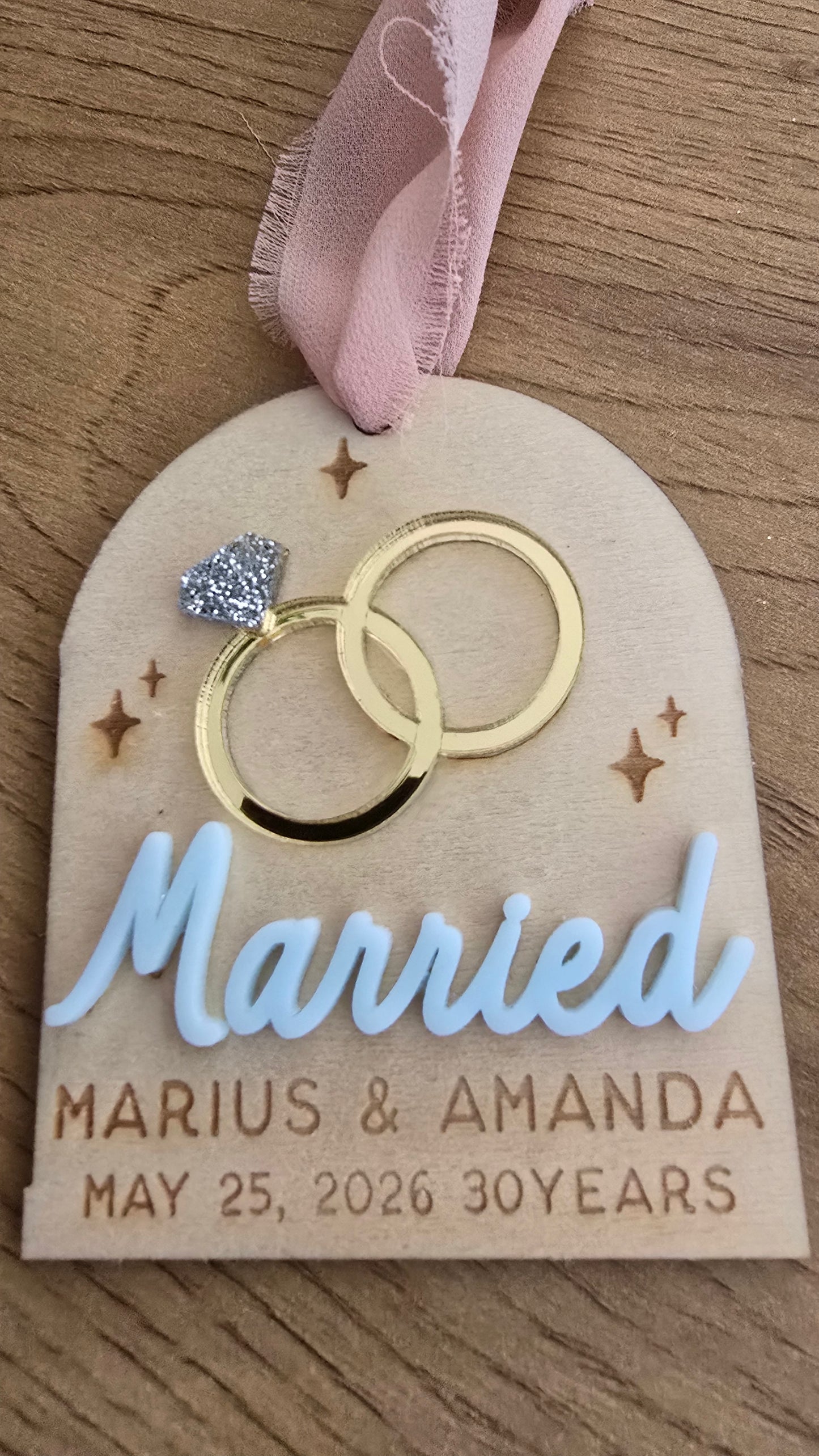 Wedding Ring Personalised Ornament - PeppaTree Designs