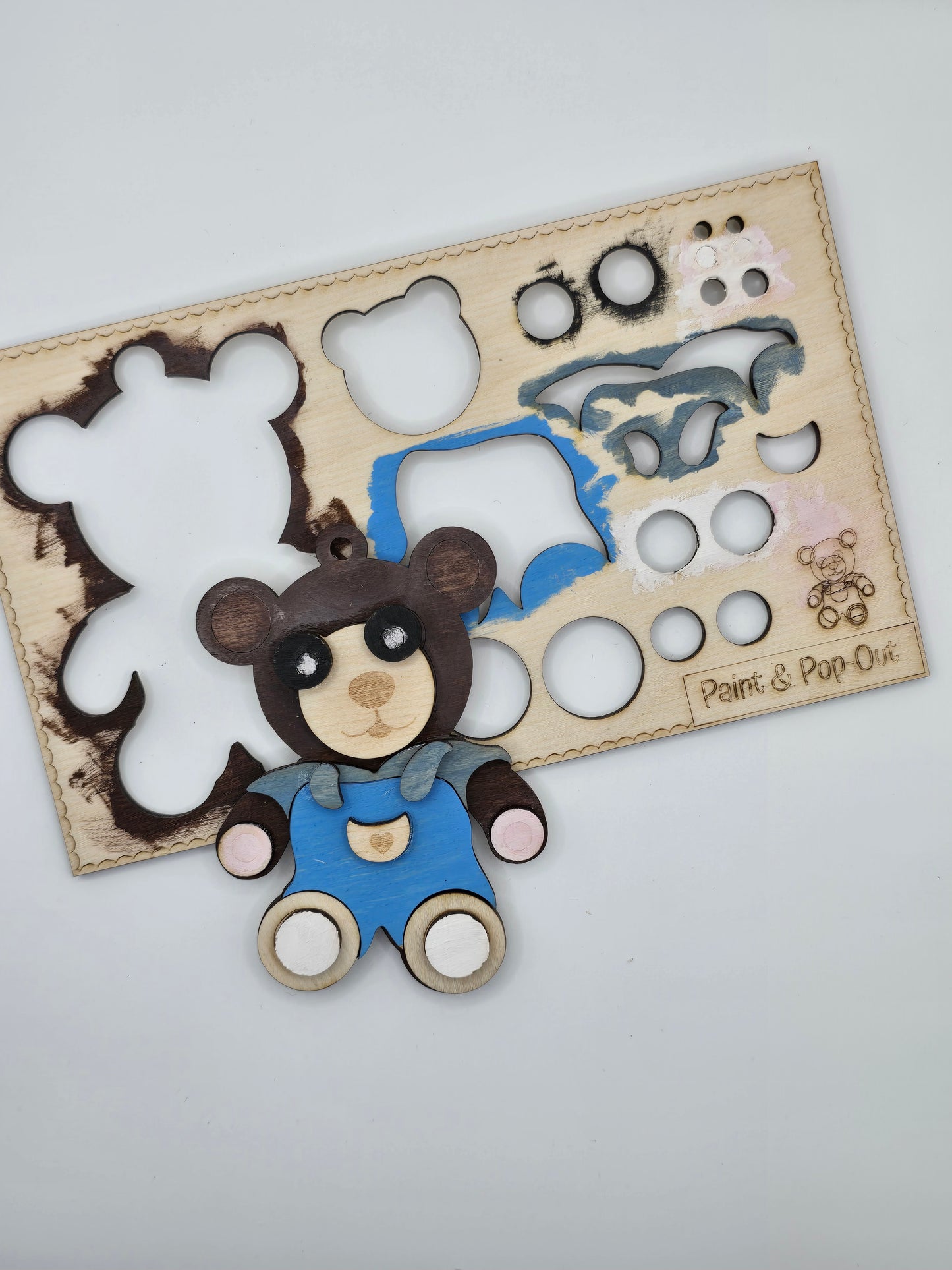 Valentines Bear Paint and Pop Out Kit - Digital