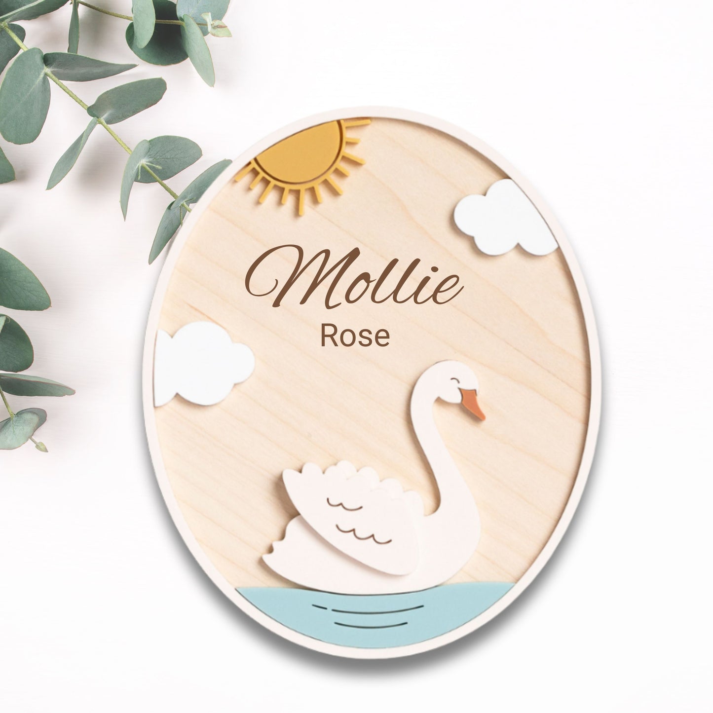 oval swan name sign