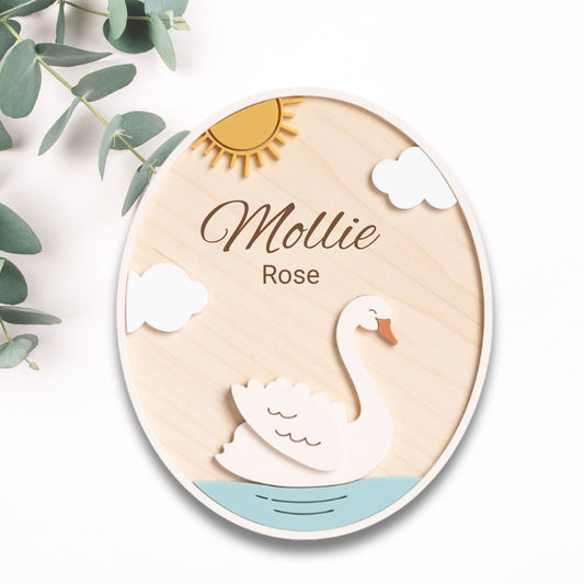 oval swan name sign