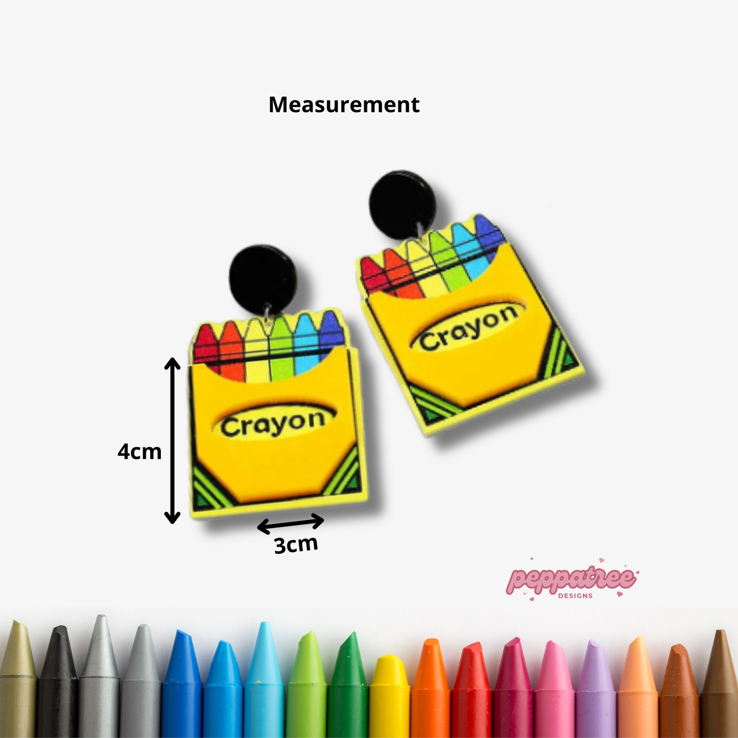 Box of Crayon Acrylic Earrings - PeppaTree Designs