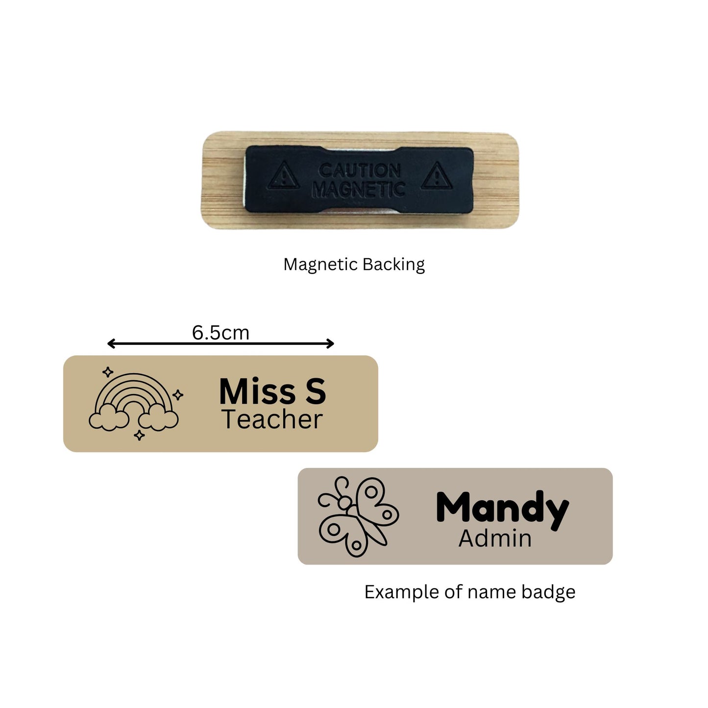 Wooden Name Badge | Magnetic Name Badge - PeppaTree Designs