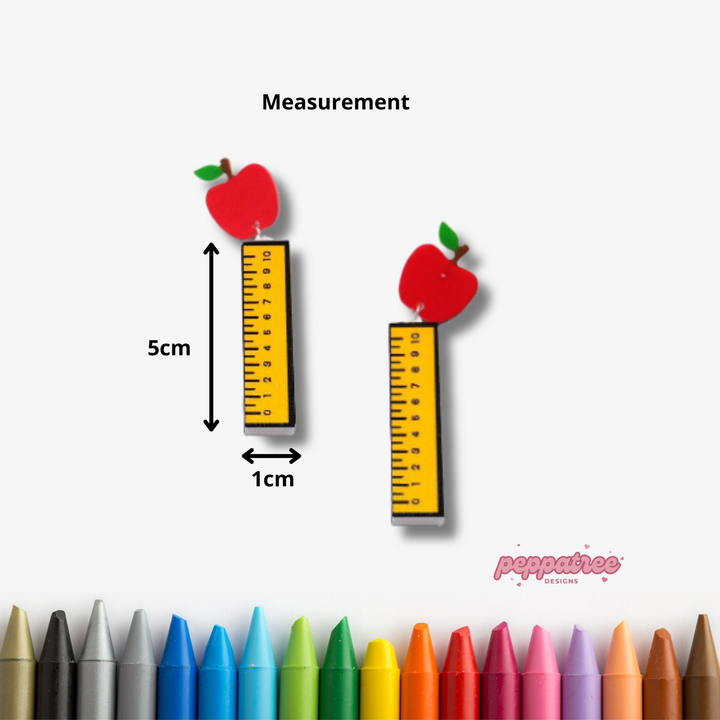 Ruler Acrylic Earrings - PeppaTree Designs