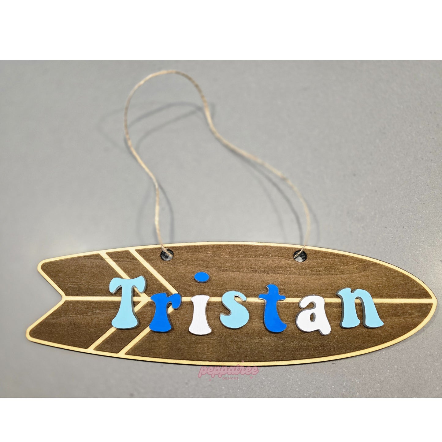 Personalised 3D Surfboard Name Door Sign - PeppaTree Designs