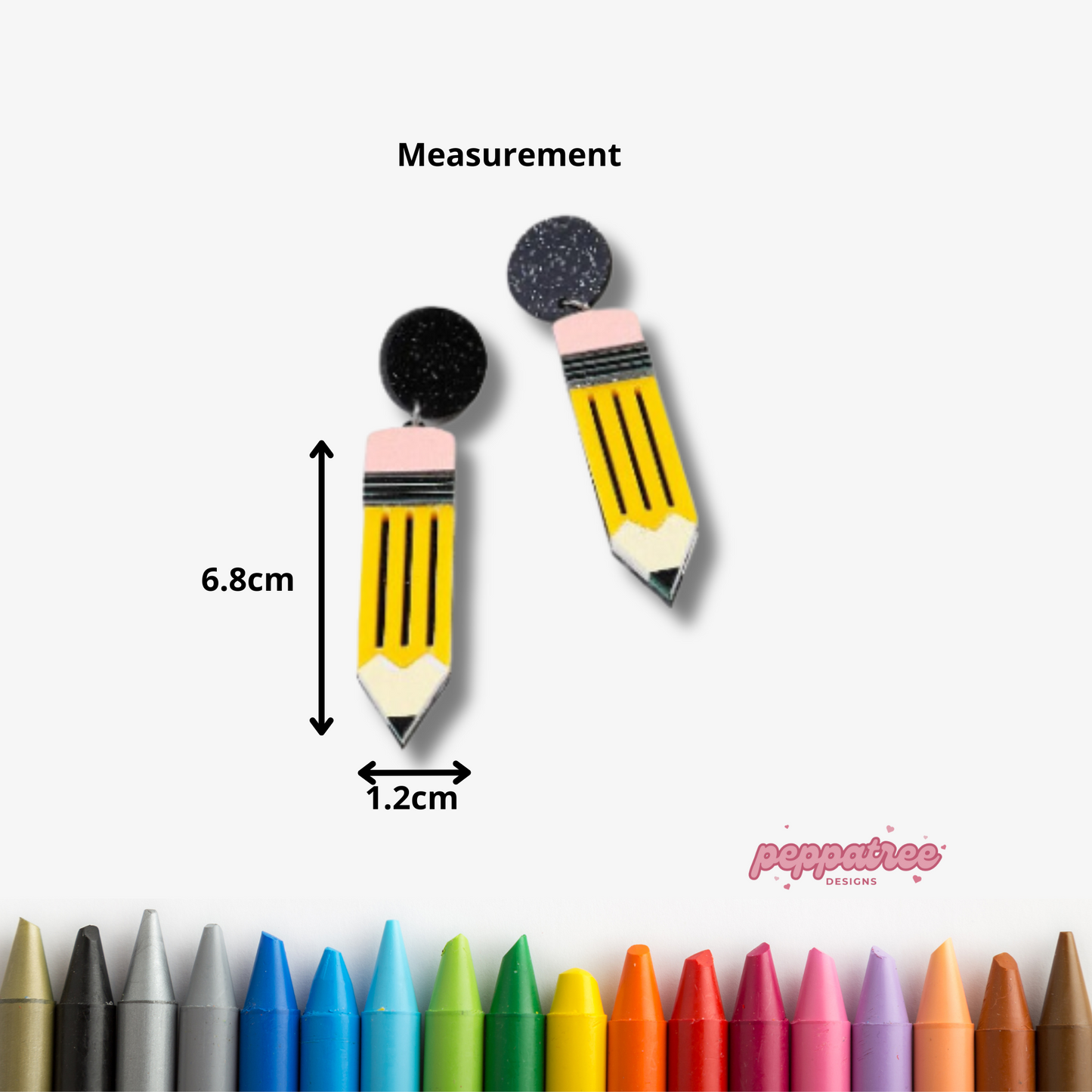 Pencil Acrylic Earrings - PeppaTree Designs