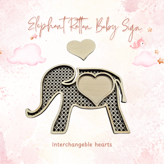 Elephant Rattan New Born Milestone Signs