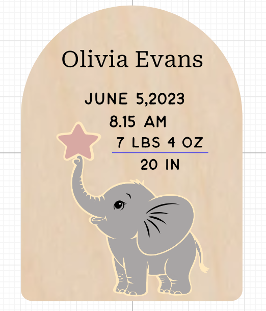 Elephant Nursery Decor | Custom Baby Name Births Stats Plaque - PeppaTree Designs