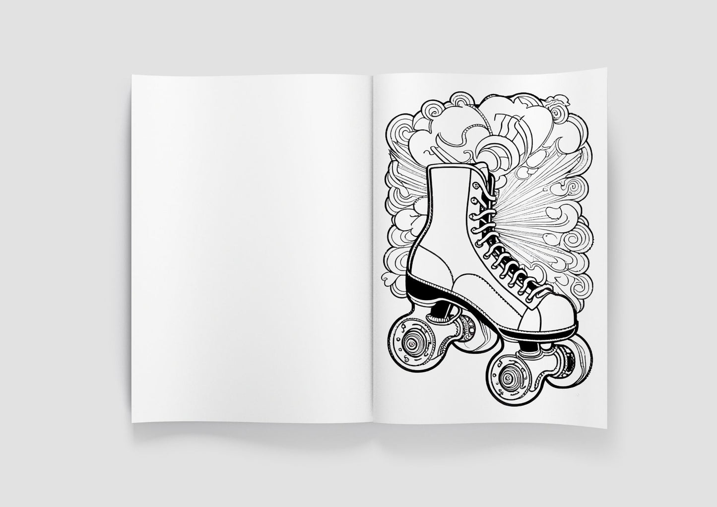 Vintage 70's Retro Style Coloring Book by PeppaTree Designs showing sample pages with 30 colorful designs for coloring.