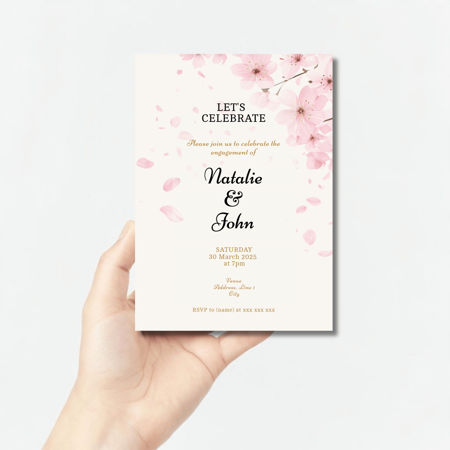 Cherry Blossom Engagement Invitation - PeppaTree Designs
