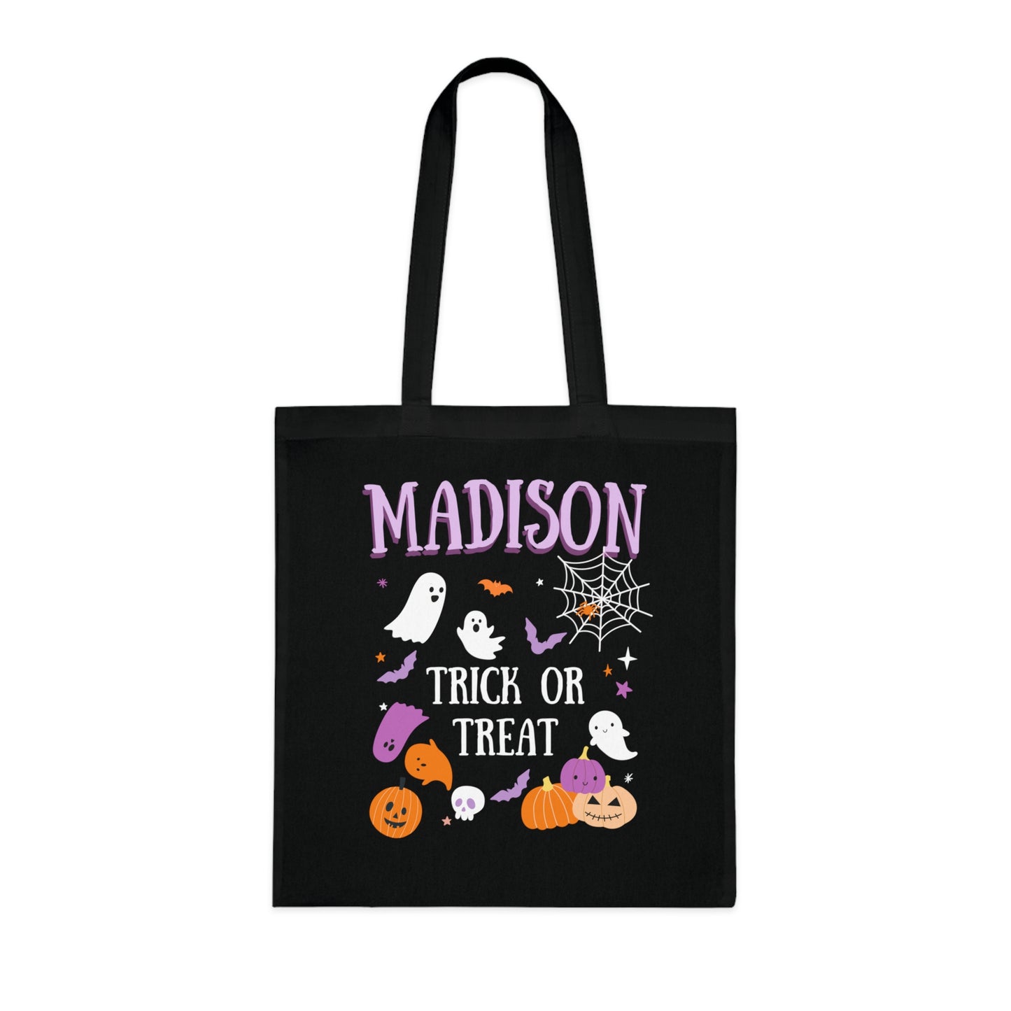 Personalised Ghost Pumpkin Halloween Trick or Treat Canvas Tote Bag - PeppaTree Designs