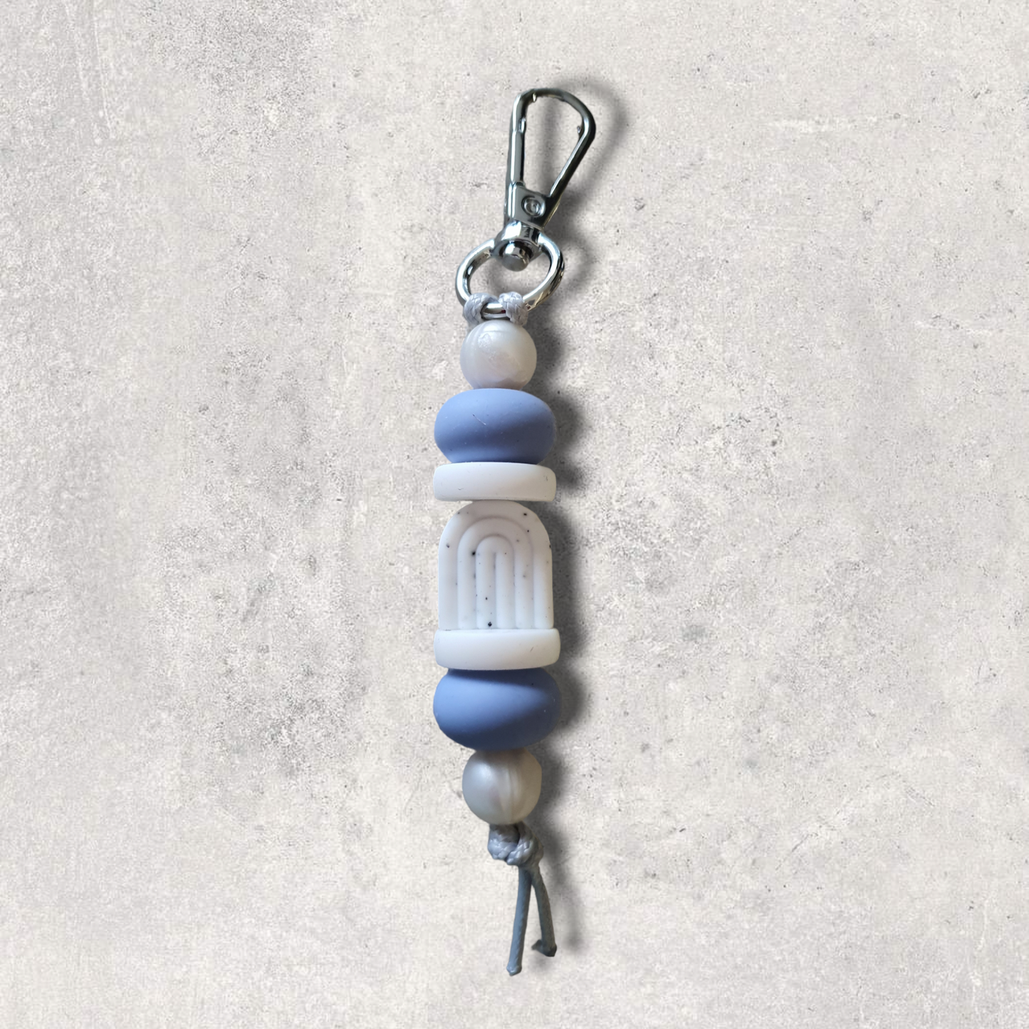 Rainbow Arch Serenity Baby Bag Tag or Keyring | Blueish/Purple White Tones Silicone Bead - PeppaTree Design Store