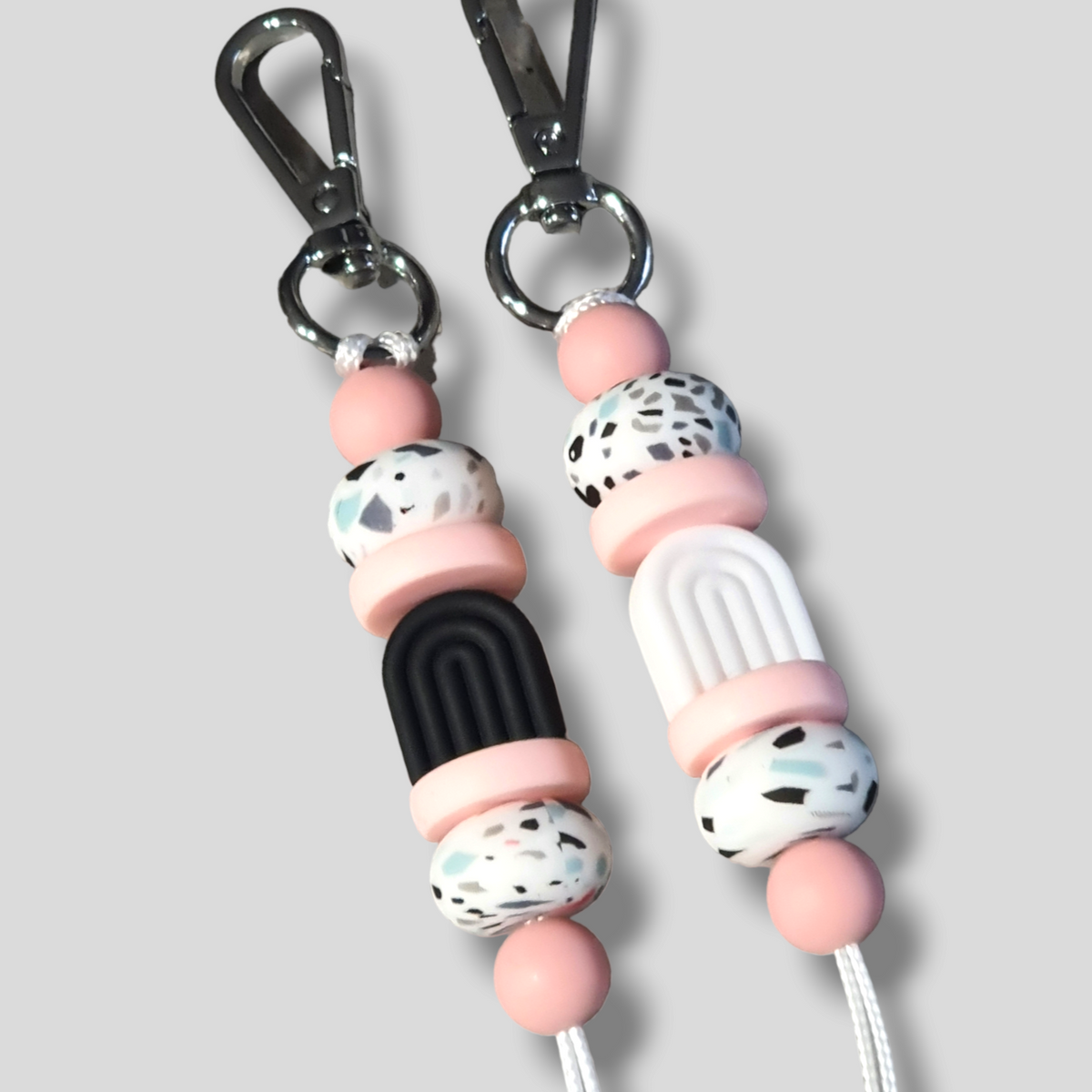Terrazzo Abacus and Arch Silicone Bead - Black and White - PeppaTree Design Store