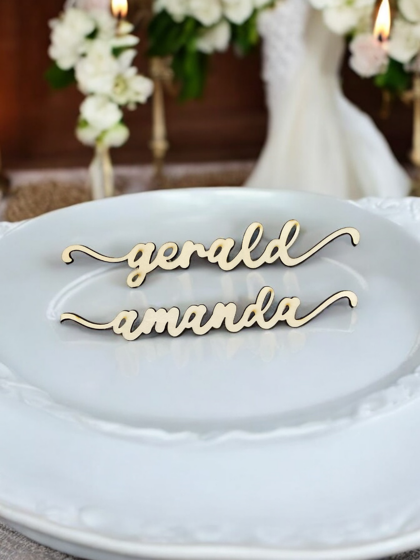 Wood Guests Name Plate Seating Cards - Weddings Party Events - PeppaTree Designs