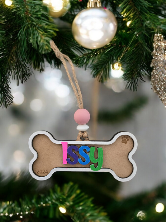 pet dog bone ornaments personalised Christmas ornament