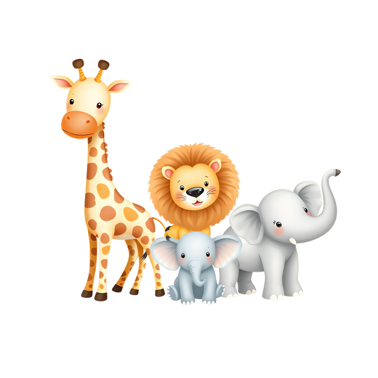 Safari Watercolor Clipart - Lion Elephant and Giraffe