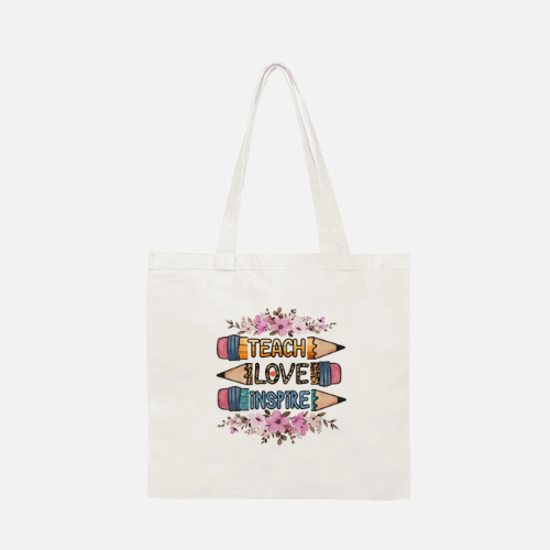 Teach Love Inspire Cotton Tote Bag - PeppaTree Designs