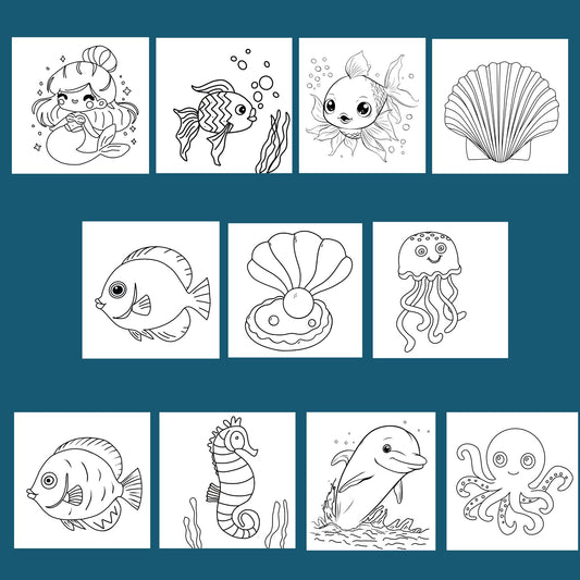 Sealife Coloring Book: Dive into a world of underwater wonder | 40 Designs - PeppaTree Designs