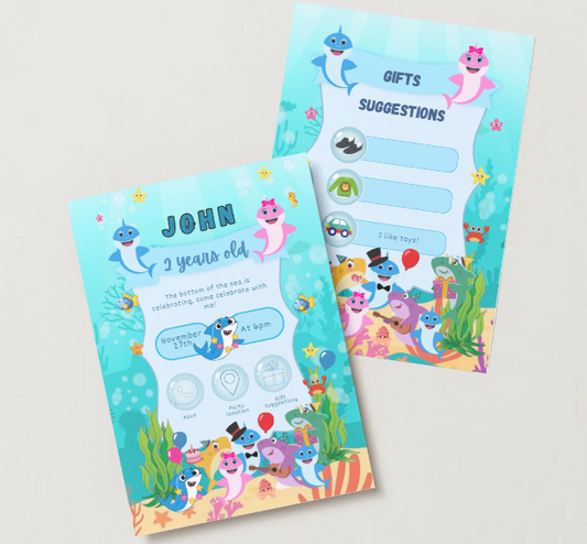 Baby Shark Ocean Themed Interactive Electronic Phone Invitation - PeppaTree Designs
