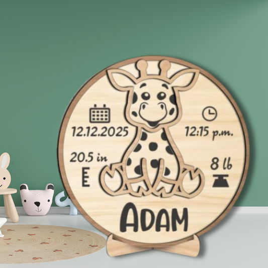 Giraffe Baby Announcement Sign - PeppaTree Designs