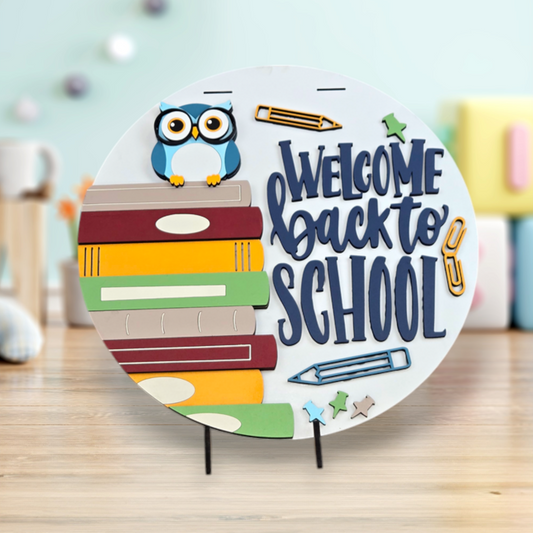 Welcome Back to School Owl Door Hanger Unfinished Kit - PeppaTree Designs