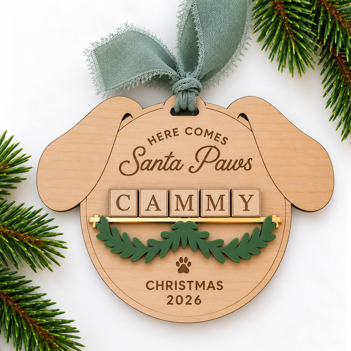 Dog Santa Paws Mantle Ornament