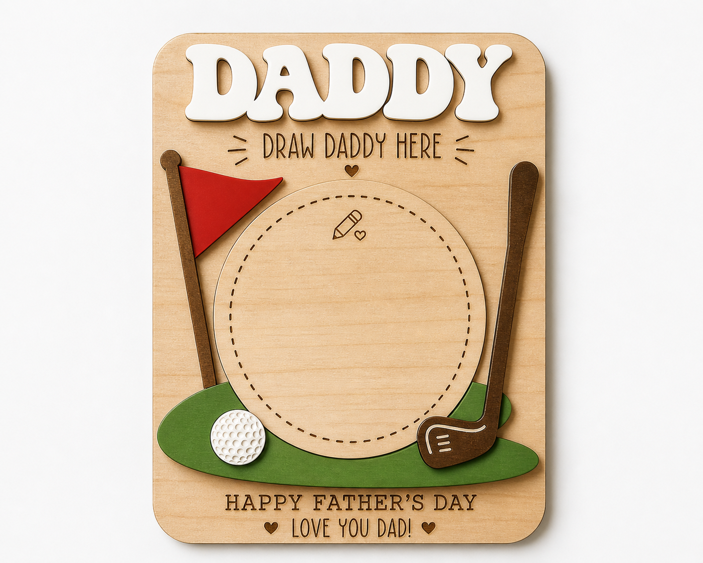 Golf-themed keepsake by PeppaTree Designs, featuring a decorative frame for Father’s Day gift or memento.