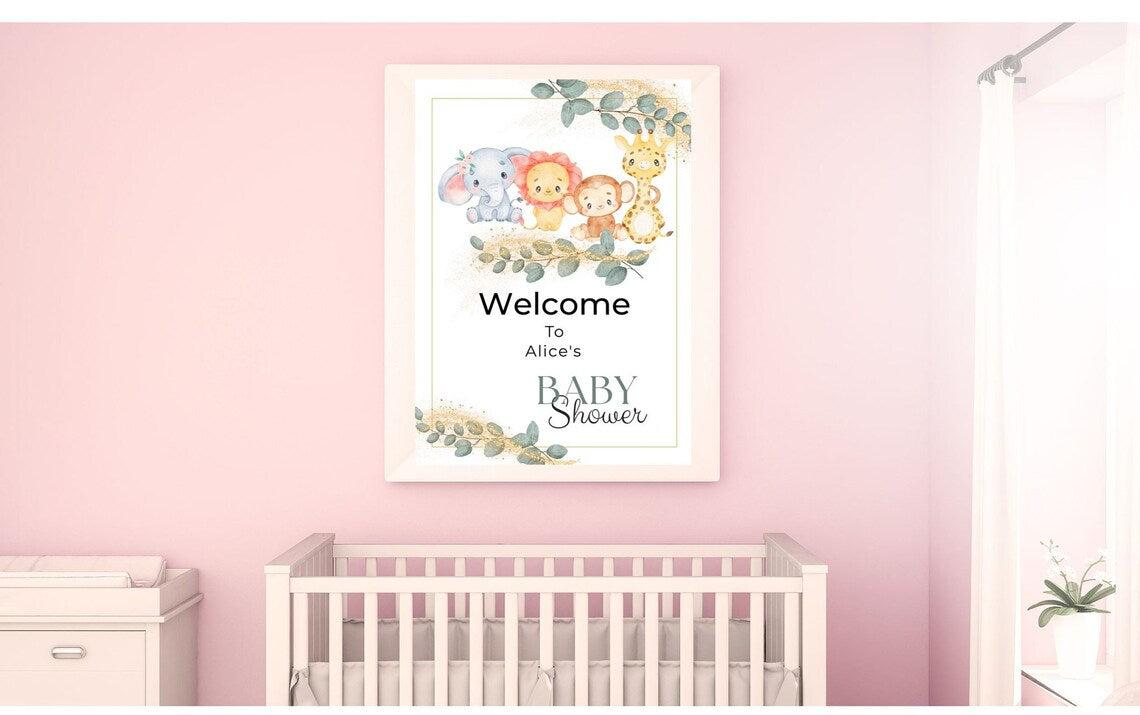 Safari Animal Baby Shower Welcome Sign - PeppaTree Designs