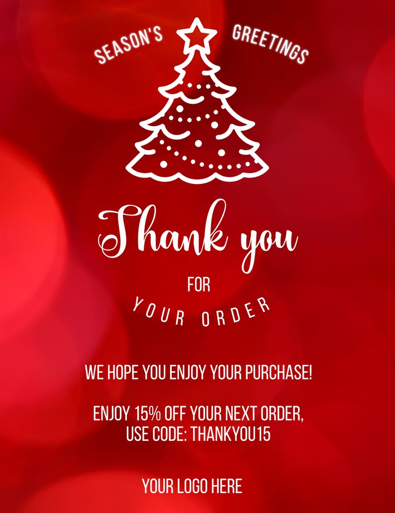 Christmas Thank You For Your Order Card, Christmas Small Business Thanks - Corjl template - PeppaTree Designs