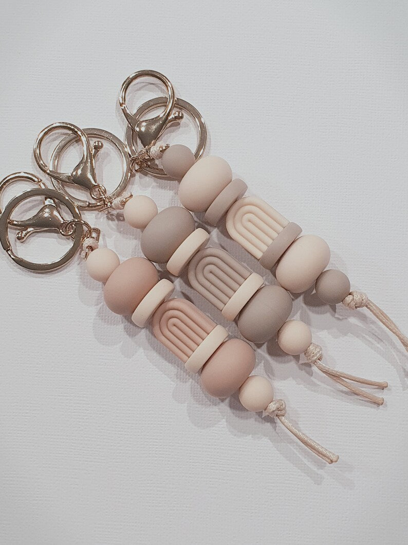 Keychain Wristlet Silicone Bead - Boho Arch and "Cafe" Collection | Handmade Wristlet | Keyring Holder | LIMITED ADDITION - PeppaTree Designs