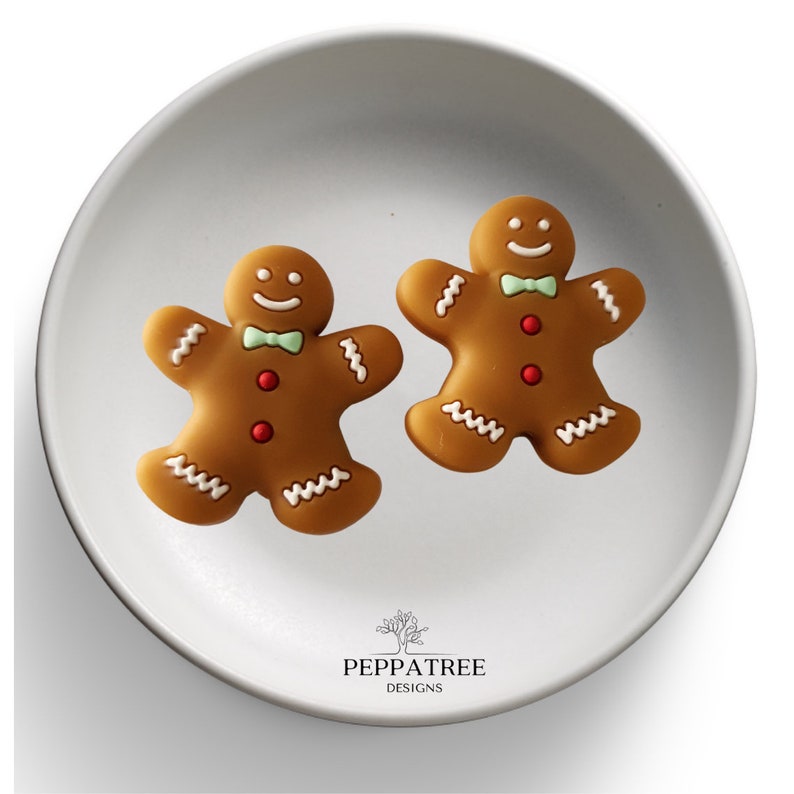 Gingerbread Man Silicone Beads 30mm | AU | 2 pack