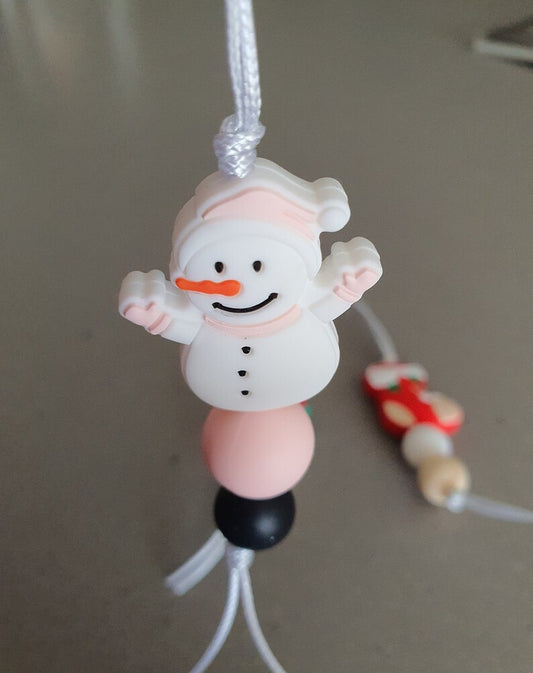 Silicone Beaded Christmas Tree Decorations | Snowman, Tree and Stocking Silicone Bead | Set of 3 - PeppaTree Designs