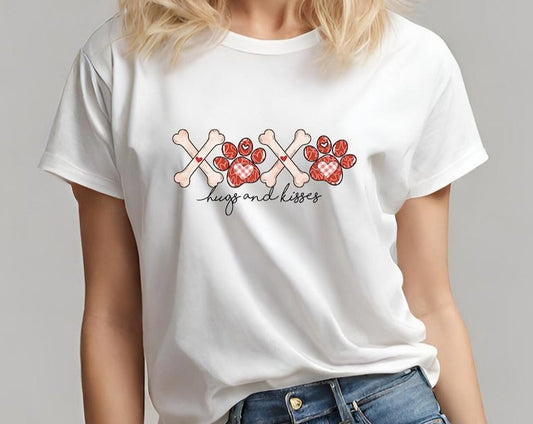 XOXO Hugs and Kisses Bones & Paws T Shirt - PeppaTree Design Store
