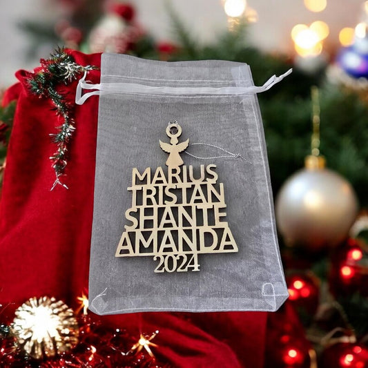 Personalised family name Christmas tree ornament - PeppaTree Designs