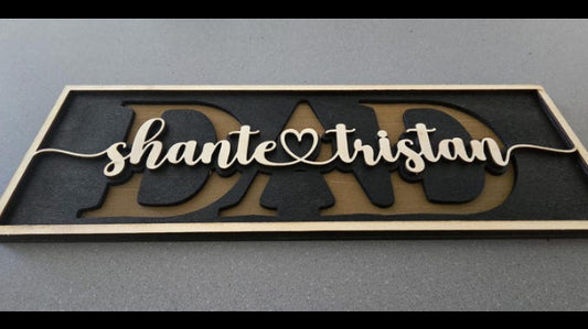 Custom made PeppaTree Designs wood wall decor plaque for dad, father, or grandpa, featuring personalized engraved lettering.
