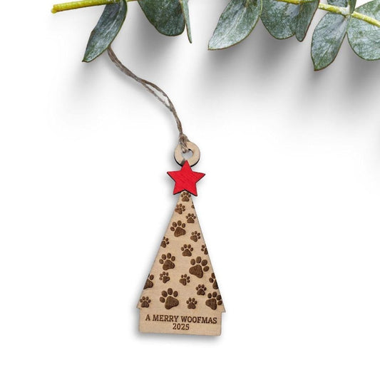 Christmas paw print ornament digital file by PeppaTree Designs, festive SVG and PDF for holiday decorations.