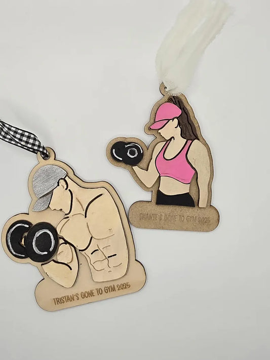 Gone to Gym Ornament - Girl - Digital - PeppaTree Designs