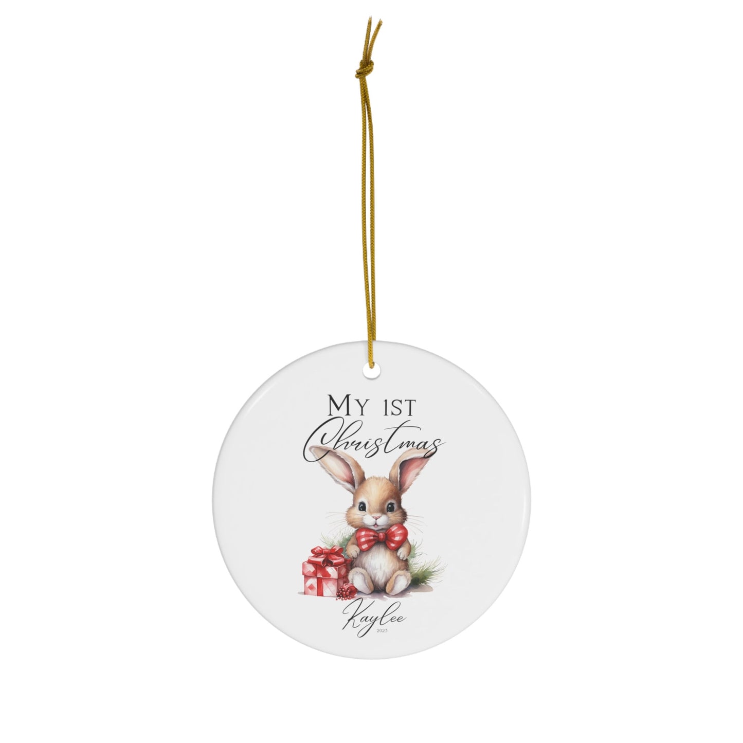 My 1st Christmas Bunny Ornament, Rabbit Ornament, 1st Christmas Ornament, Personalised Ornament, Baby Gift, Christmas Ornament, #4 - PeppaTree Designs