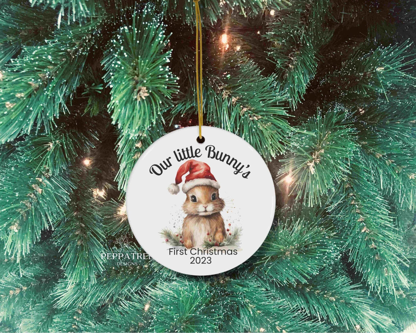 Christmas Bunny Ornament, Rabbit Ornament, 1st Christmas Ornament, Personalised Ornament, Baby Gift, Christmas Ornament, #2 - PeppaTree Designs