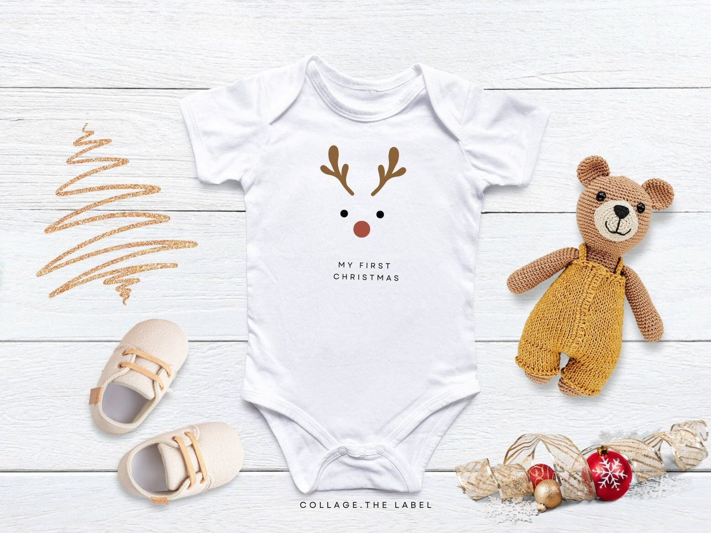 My First Christmas Bodysuit | 1st Christmas Baby Bodysuit, Personalised Christmas - PeppaTree Designs