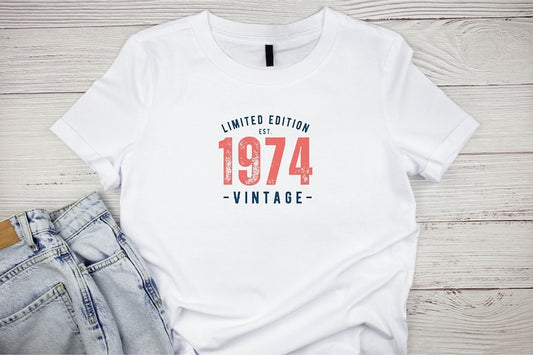 Limited Edition 1974 Birthday Shirt With Personalised Year - PeppaTree Design Store