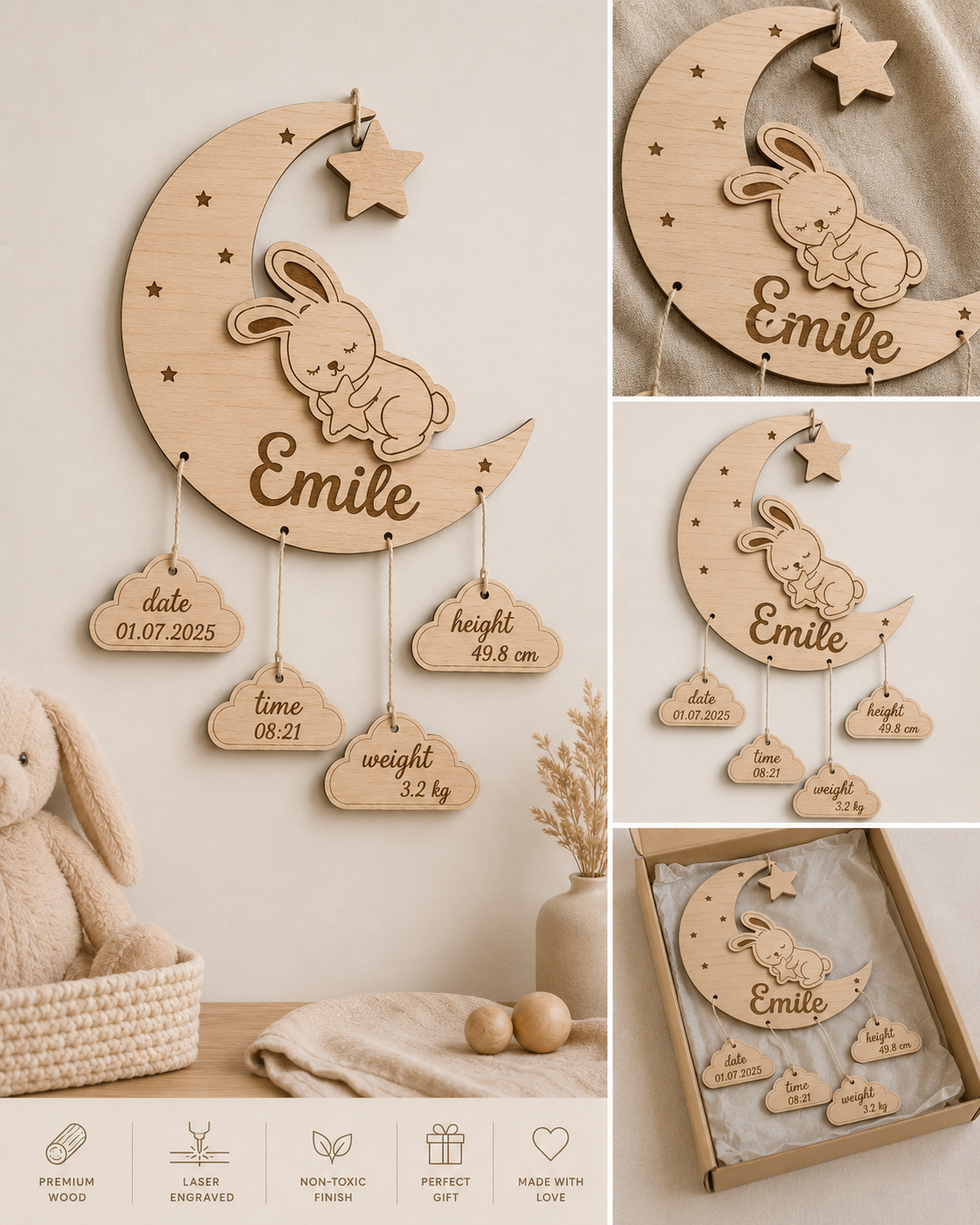 Moon Baby Announcement Sign