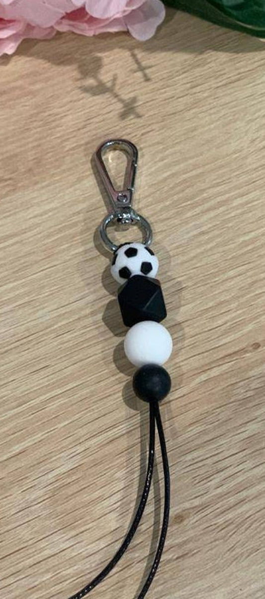 Black and White Soccer Ball Keyring | Kids School Bag Tag - PeppaTree Design Store