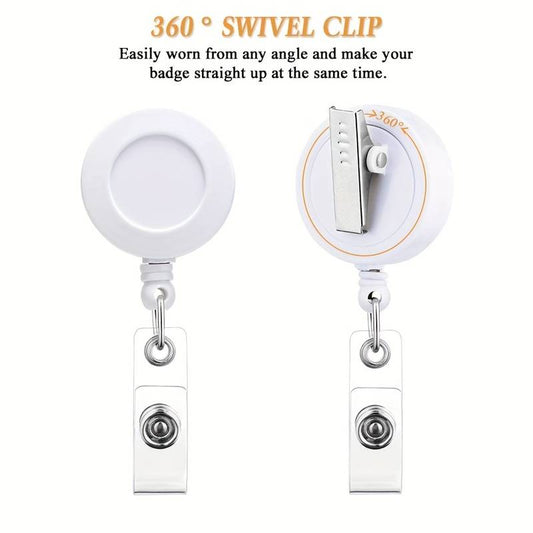 Retractable Badge Reel with rotating Alligator Clip - Snow White each - PeppaTree Design Store