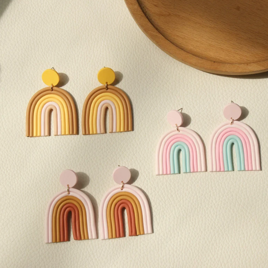 Polymeric Clay Rainbow Arch Earrings - PeppaTree Design Store