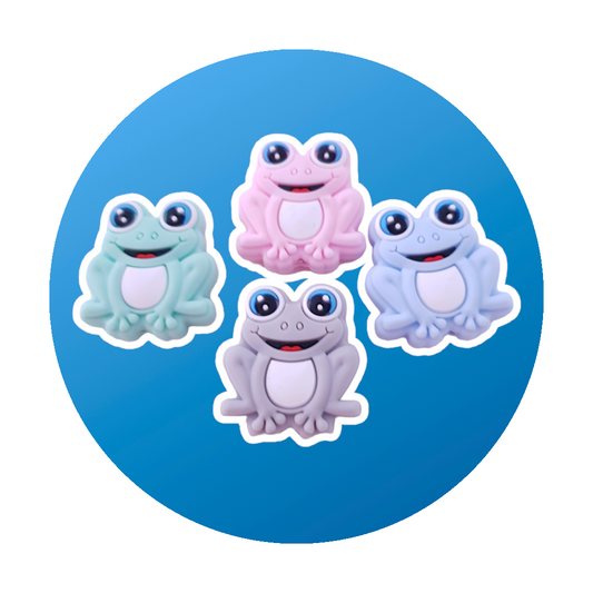 Frog Silicone Bead | 1pce | AU | 5 Colours | Bulk Beads | Knitting Beads Crafting Beads - PeppaTree Design Store