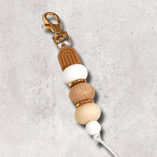 Rainbow Arch in 'Birch' Silicone Beaded Keyring and Lanyard - PeppaTree Design Store