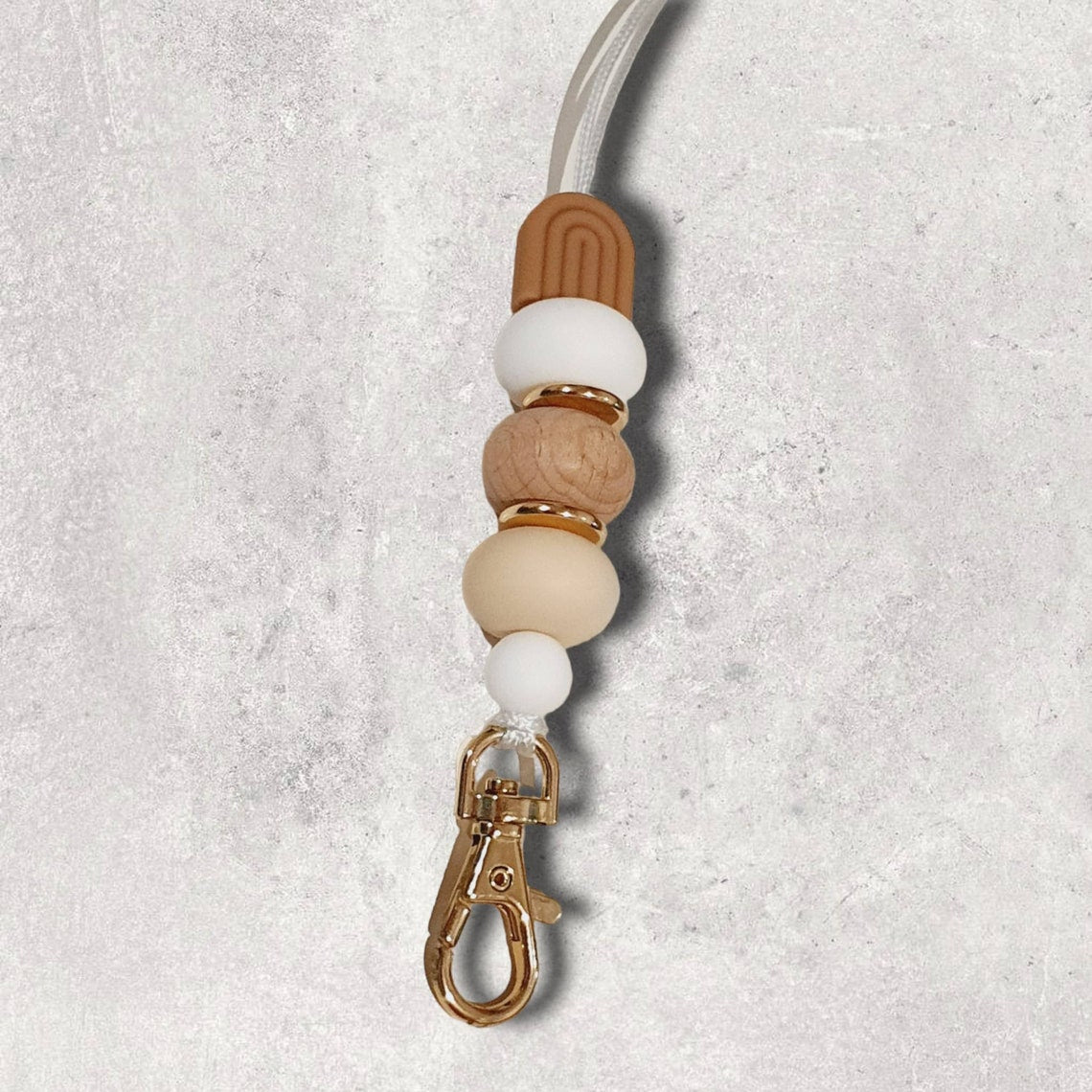 Rainbow Arch in 'Birch' Silicone Beaded Keyring and Lanyard - PeppaTree Design Store